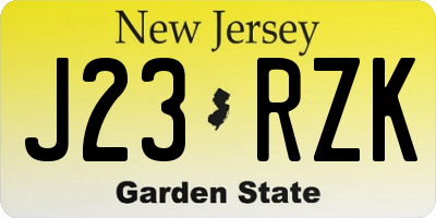 NJ license plate J23RZK