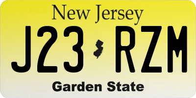 NJ license plate J23RZM