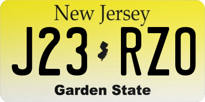 NJ license plate J23RZO