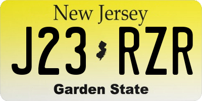 NJ license plate J23RZR