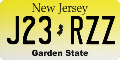 NJ license plate J23RZZ
