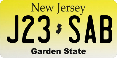 NJ license plate J23SAB