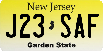 NJ license plate J23SAF