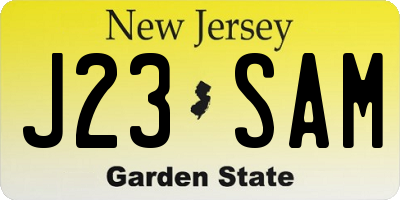 NJ license plate J23SAM
