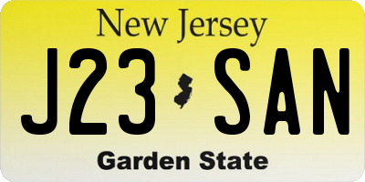 NJ license plate J23SAN