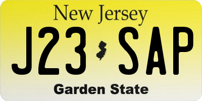 NJ license plate J23SAP