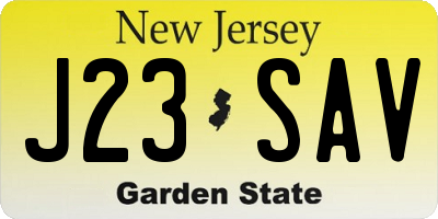 NJ license plate J23SAV