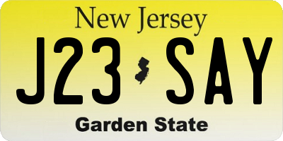 NJ license plate J23SAY