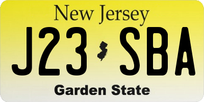 NJ license plate J23SBA