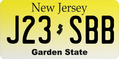 NJ license plate J23SBB