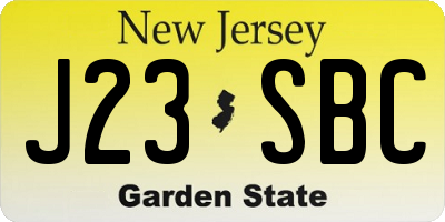 NJ license plate J23SBC
