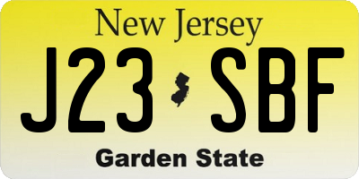 NJ license plate J23SBF