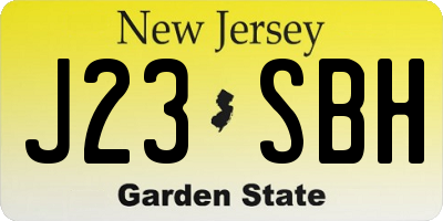 NJ license plate J23SBH