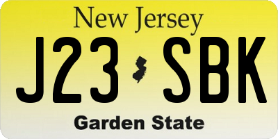 NJ license plate J23SBK