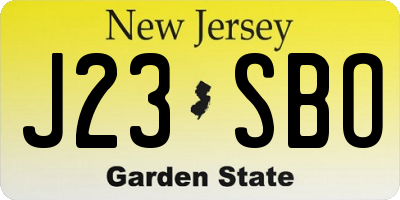 NJ license plate J23SBO