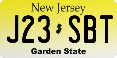 NJ license plate J23SBT