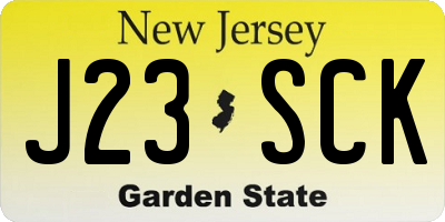 NJ license plate J23SCK
