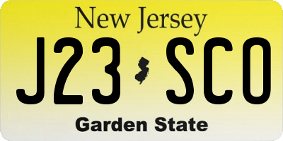 NJ license plate J23SCO