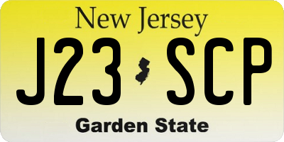 NJ license plate J23SCP