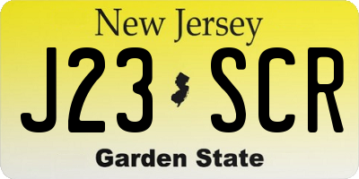 NJ license plate J23SCR