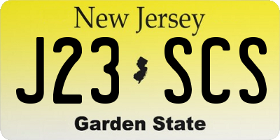 NJ license plate J23SCS