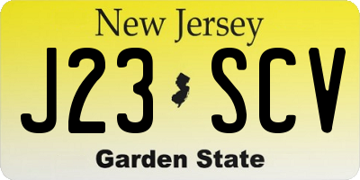 NJ license plate J23SCV