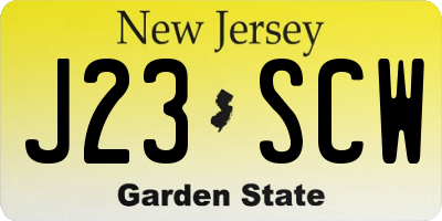 NJ license plate J23SCW