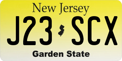 NJ license plate J23SCX