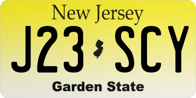 NJ license plate J23SCY