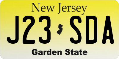 NJ license plate J23SDA