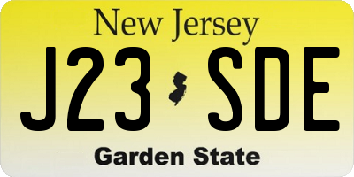 NJ license plate J23SDE