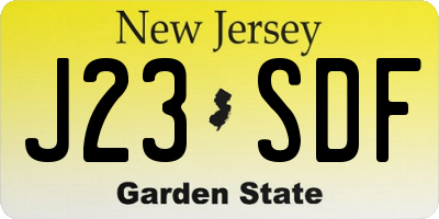 NJ license plate J23SDF