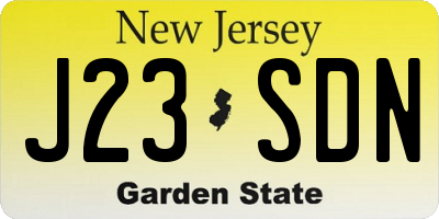 NJ license plate J23SDN