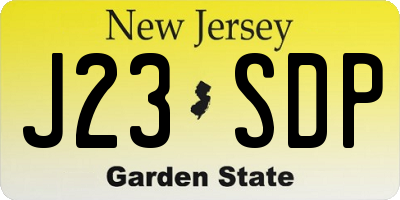 NJ license plate J23SDP
