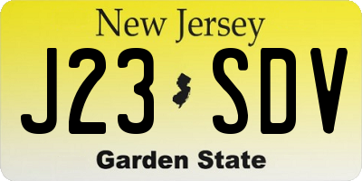 NJ license plate J23SDV
