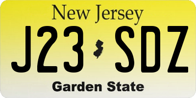 NJ license plate J23SDZ