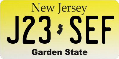 NJ license plate J23SEF