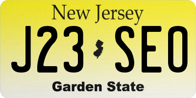 NJ license plate J23SEO