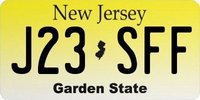 NJ license plate J23SFF
