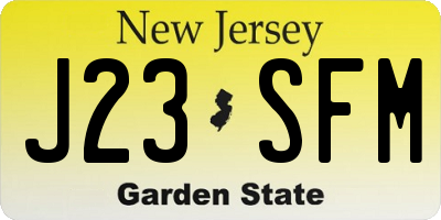 NJ license plate J23SFM