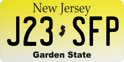 NJ license plate J23SFP