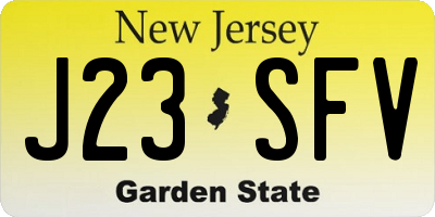NJ license plate J23SFV