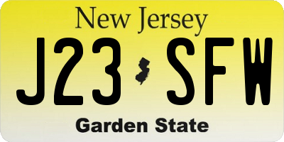 NJ license plate J23SFW