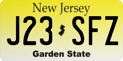 NJ license plate J23SFZ