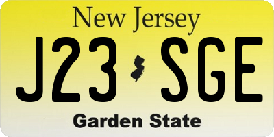 NJ license plate J23SGE