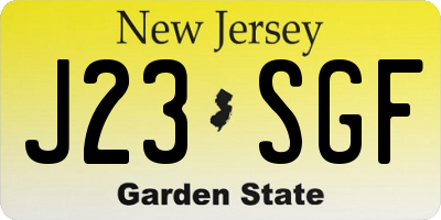 NJ license plate J23SGF