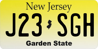 NJ license plate J23SGH