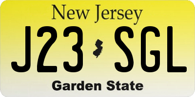 NJ license plate J23SGL