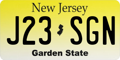 NJ license plate J23SGN