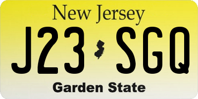 NJ license plate J23SGQ